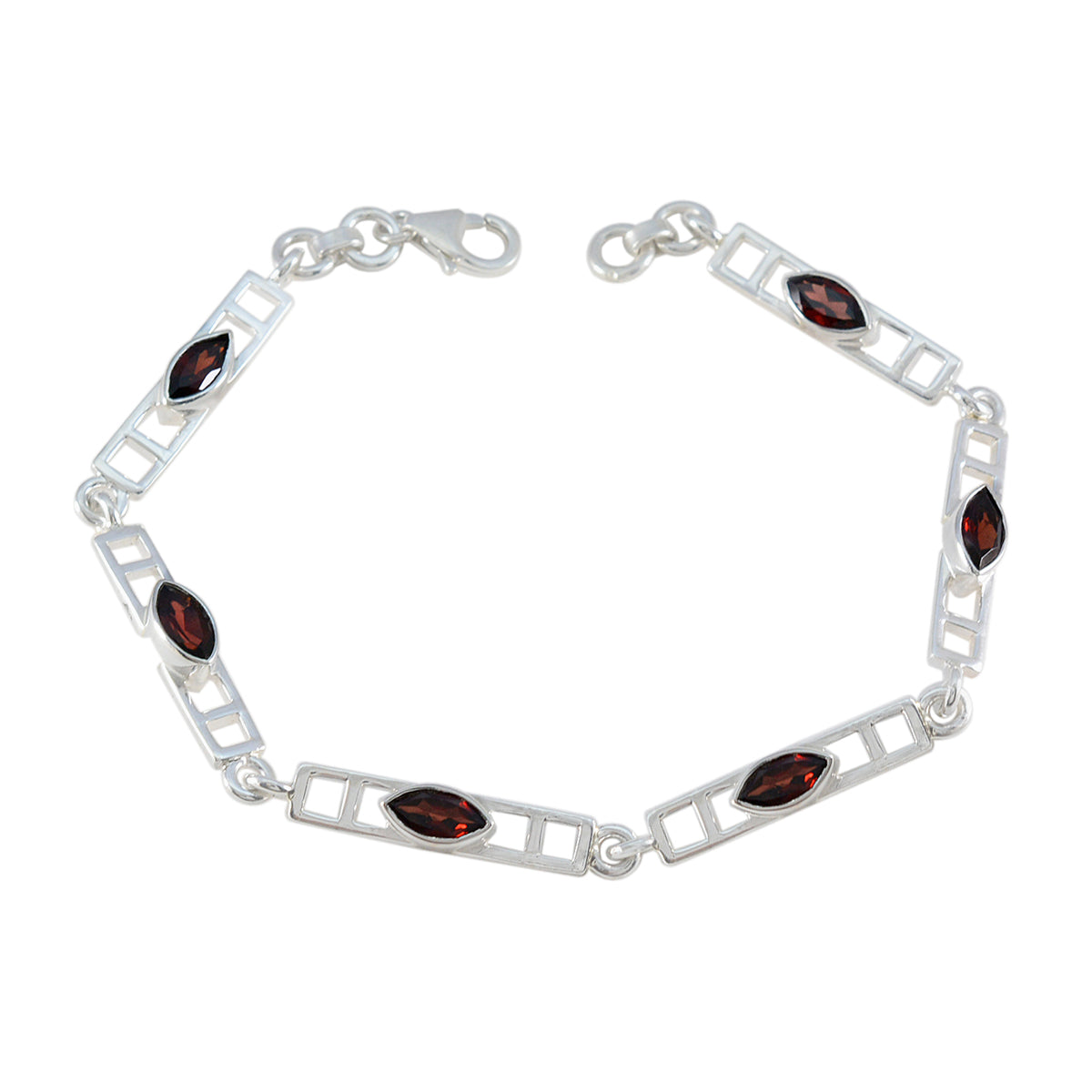 Garnet Joy Featherlight Red Sterling Silver Links Bracelet