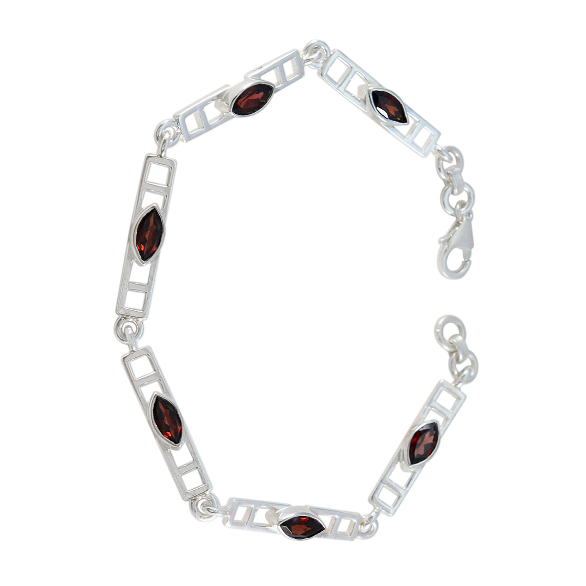 Garnet Joy Featherlight Red Sterling Silver Links Bracelet