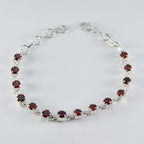 Garnet Labor Day Minimal Red Sterling Silver Links Bracelet