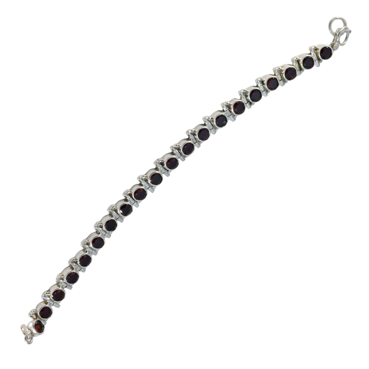 Garnet Labour Day Eye-catching Red 925 Silver Tennis Bracelet