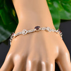 Garnet LGBT History Month Slim Red Silver Links Bracelet