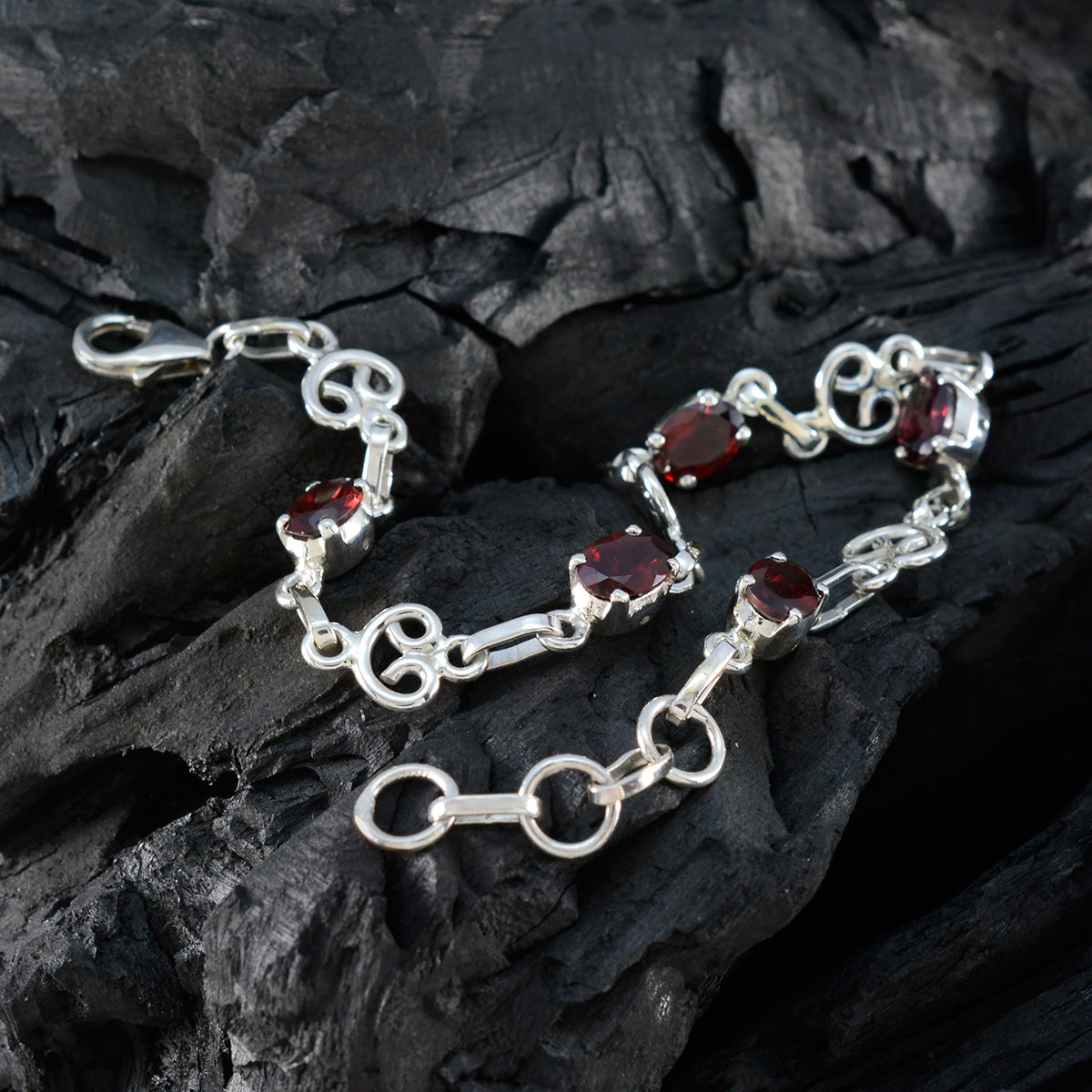 Garnet LGBT History Month Slim Red Silver Links Bracelet