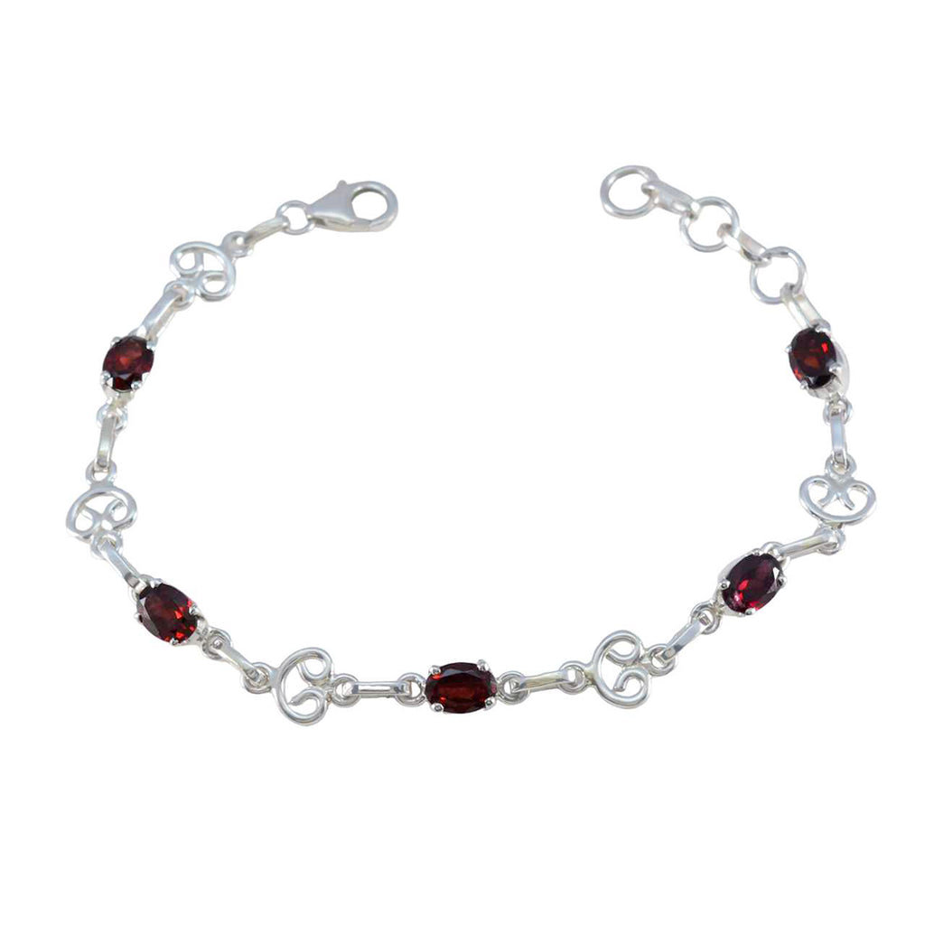 Garnet LGBT History Month Slim Red Silver Links Bracelet