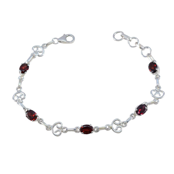 Garnet LGBT History Month Slim Red Silver Links Bracelet