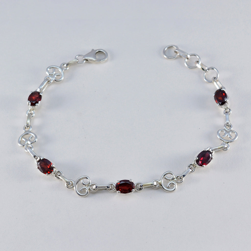 Garnet LGBT History Month Slim Red Silver Links Bracelet