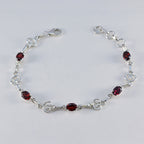 Garnet LGBT History Month Slim Red Silver Links Bracelet