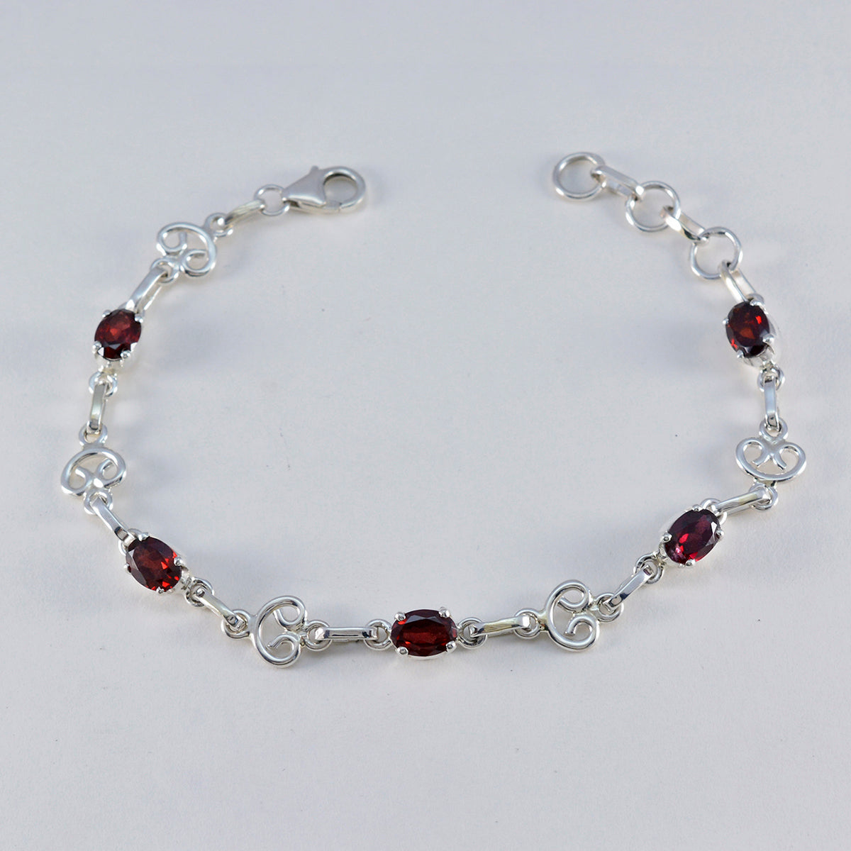 Garnet LGBT History Month Slim Red Silver Links Bracelet