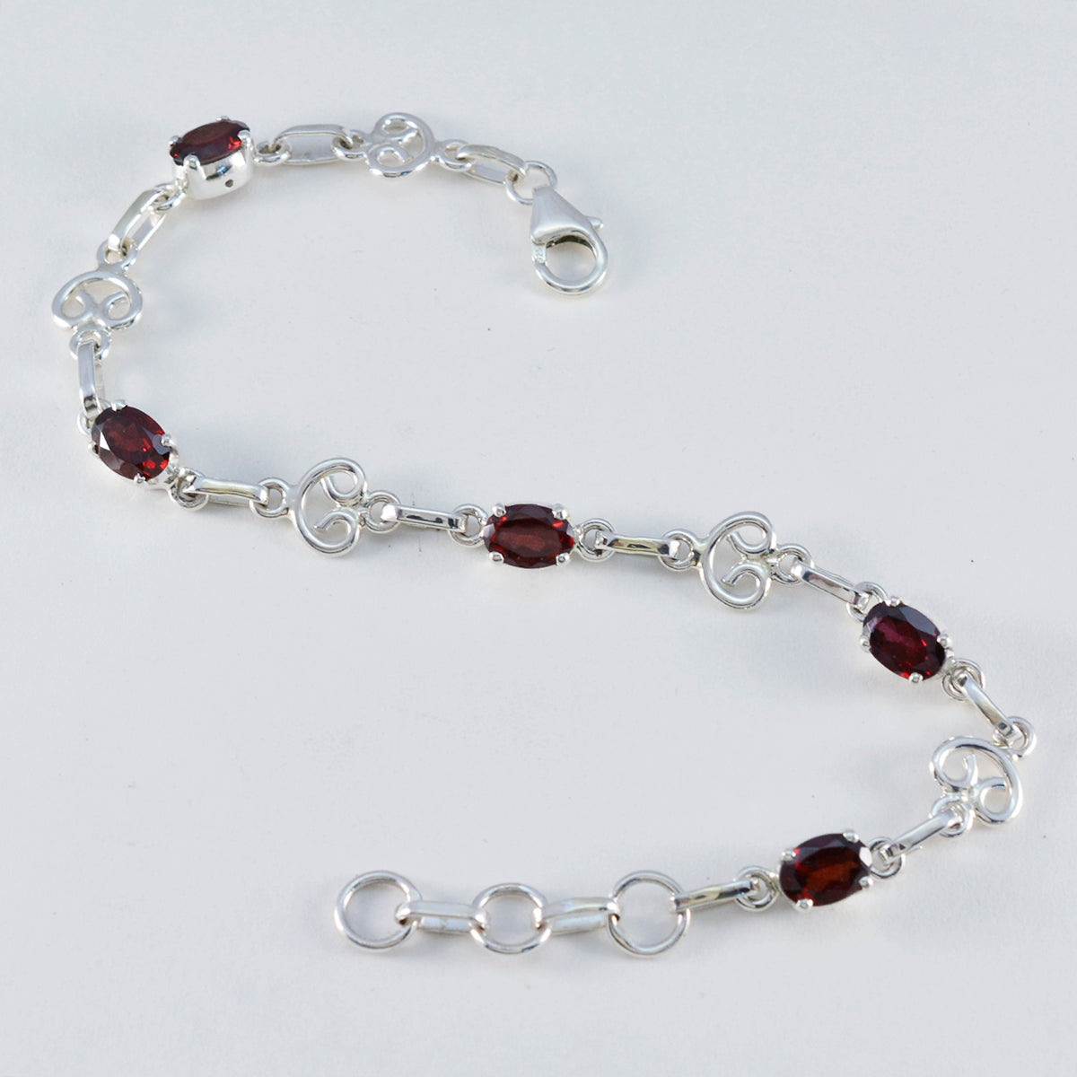 Garnet LGBT History Month Slim Red Silver Links Bracelet
