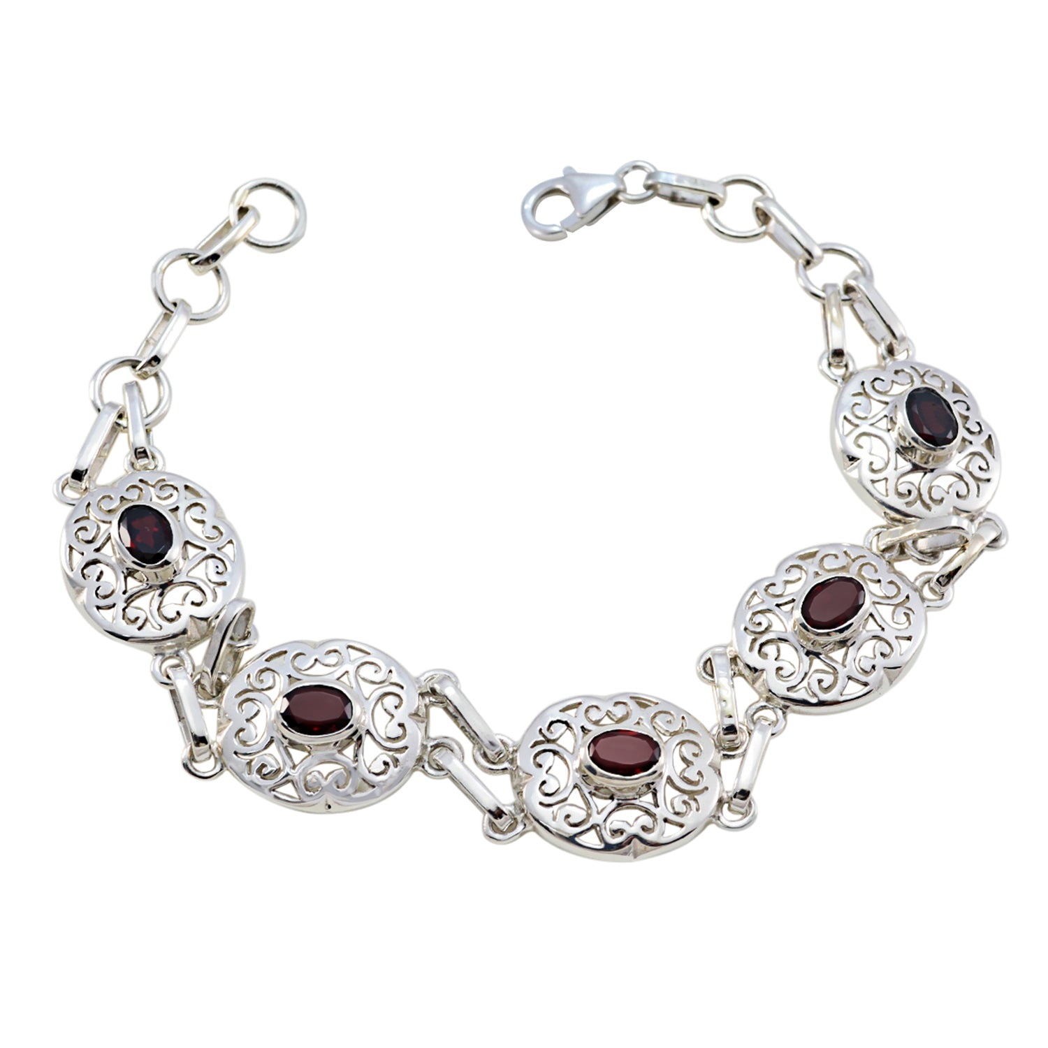 Garnet London Fashion Week Slim Red Sterling Silver Links Bracelet