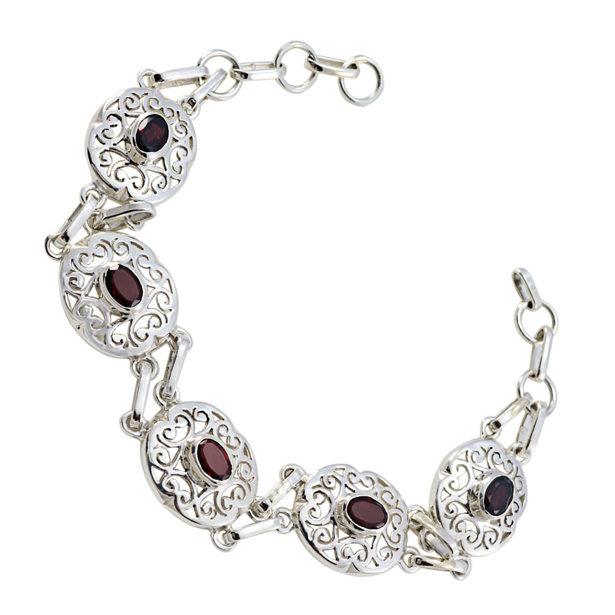 Garnet London Fashion Week Slim Red Sterling Silver Links Bracelet