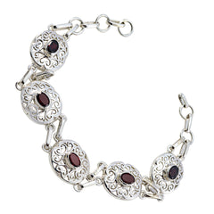 Bracciale sottile in argento sterling rosso granato London Fashion Week