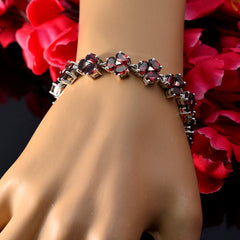 Garnet Longest Day of the Year Classic Red 925 Silver Links Bracelet