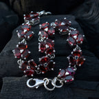 Garnet Longest Day of the Year Classic Red 925 Silver Links Bracelet