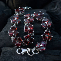 Garnet Longest Day of the Year Classic Red 925 Silver Links Bracelet