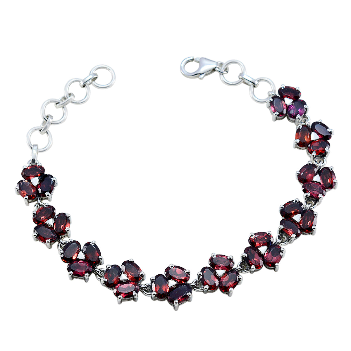 Garnet Longest Day of the Year Classic Red 925 Silver Links Bracelet Image principale du produit
