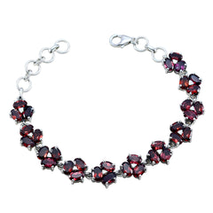 Garnet Longest Day of the Year Classic Red 925 Silver Links Bracelet