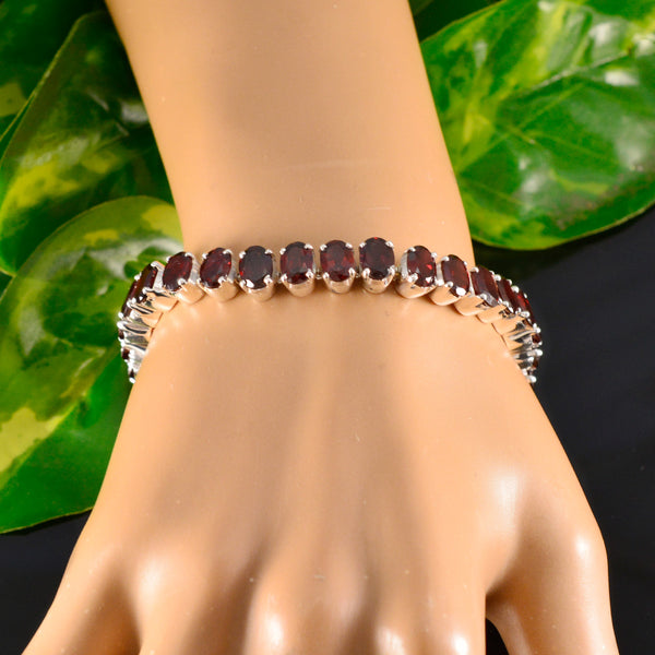 Garnet Lost Sock Memorial Day Mid-weight Red Silver Tennis Bracelet