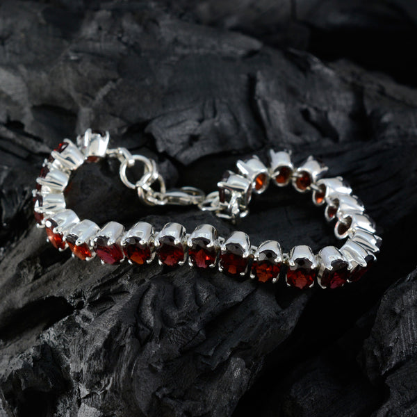 Garnet Lost Sock Memorial Day Mid-weight Red Silver Tennis Bracelet