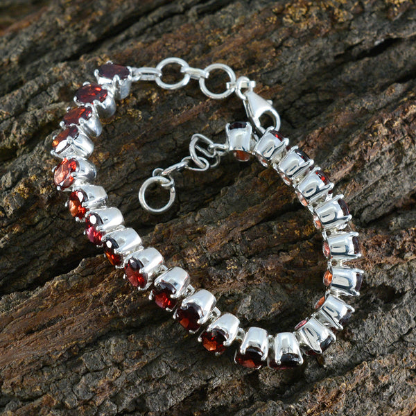 Garnet Lost Sock Memorial Day Mid-weight Red Silver Tennis Bracelet