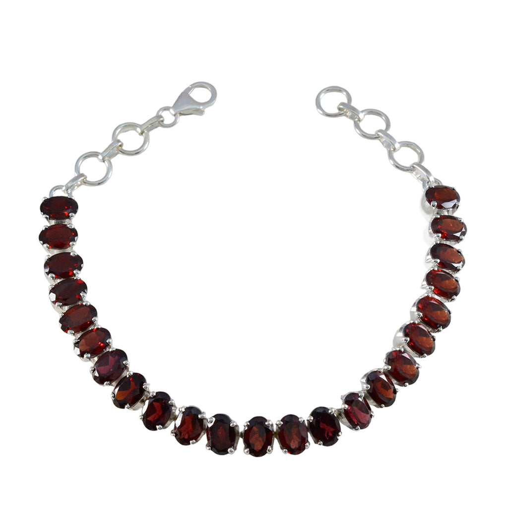 Garnet Lost Sock Memorial Day Mid-weight Red Silver Tennis Bracelet