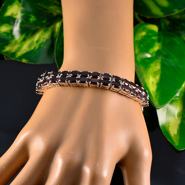 Garnet Love Your Pet Day Eye-catching Red Sterling Silver Tennis Bracelet