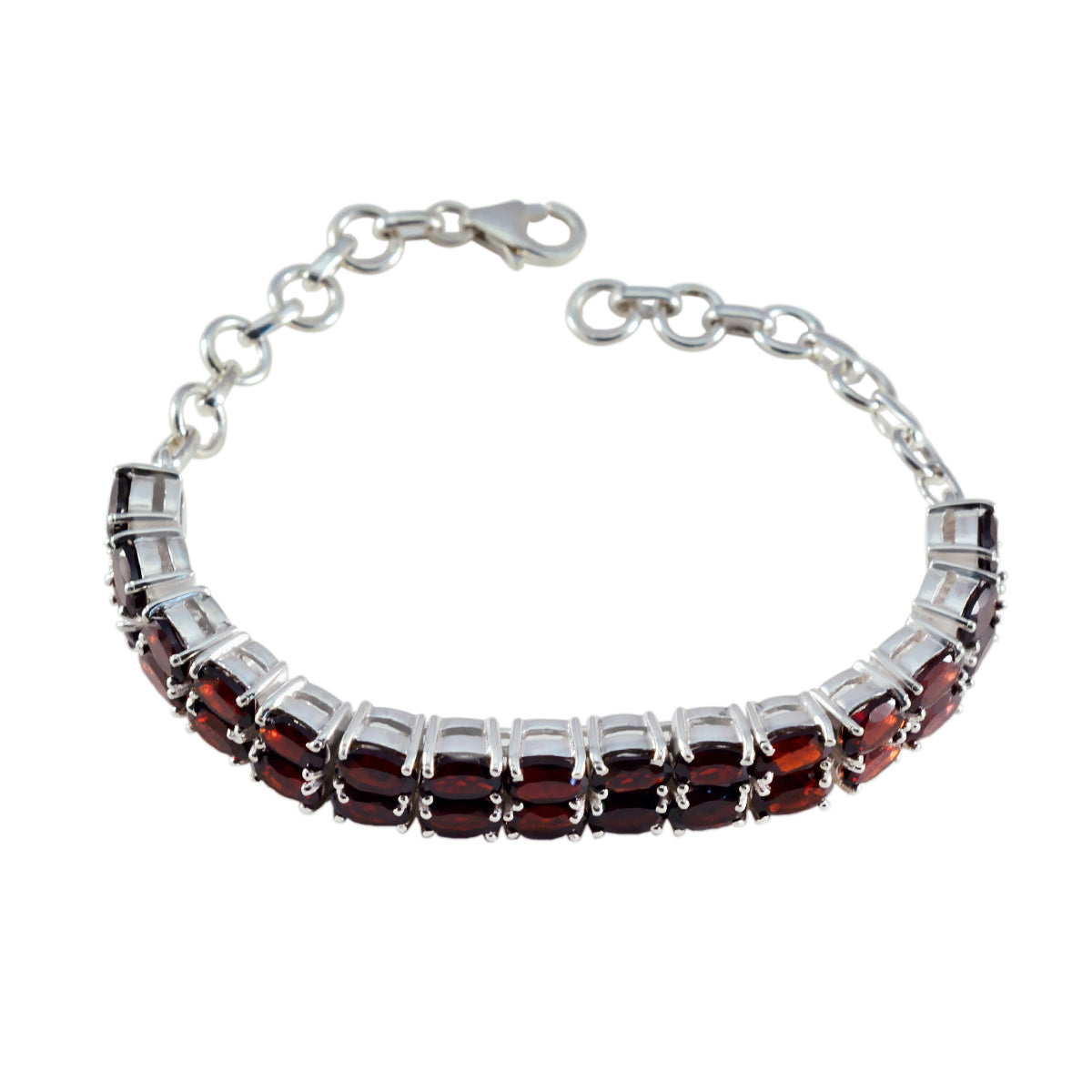 Garnet Love Your Pet Day Eye-catching Red Sterling Silver Tennis Bracelet Hoofdafbeelding