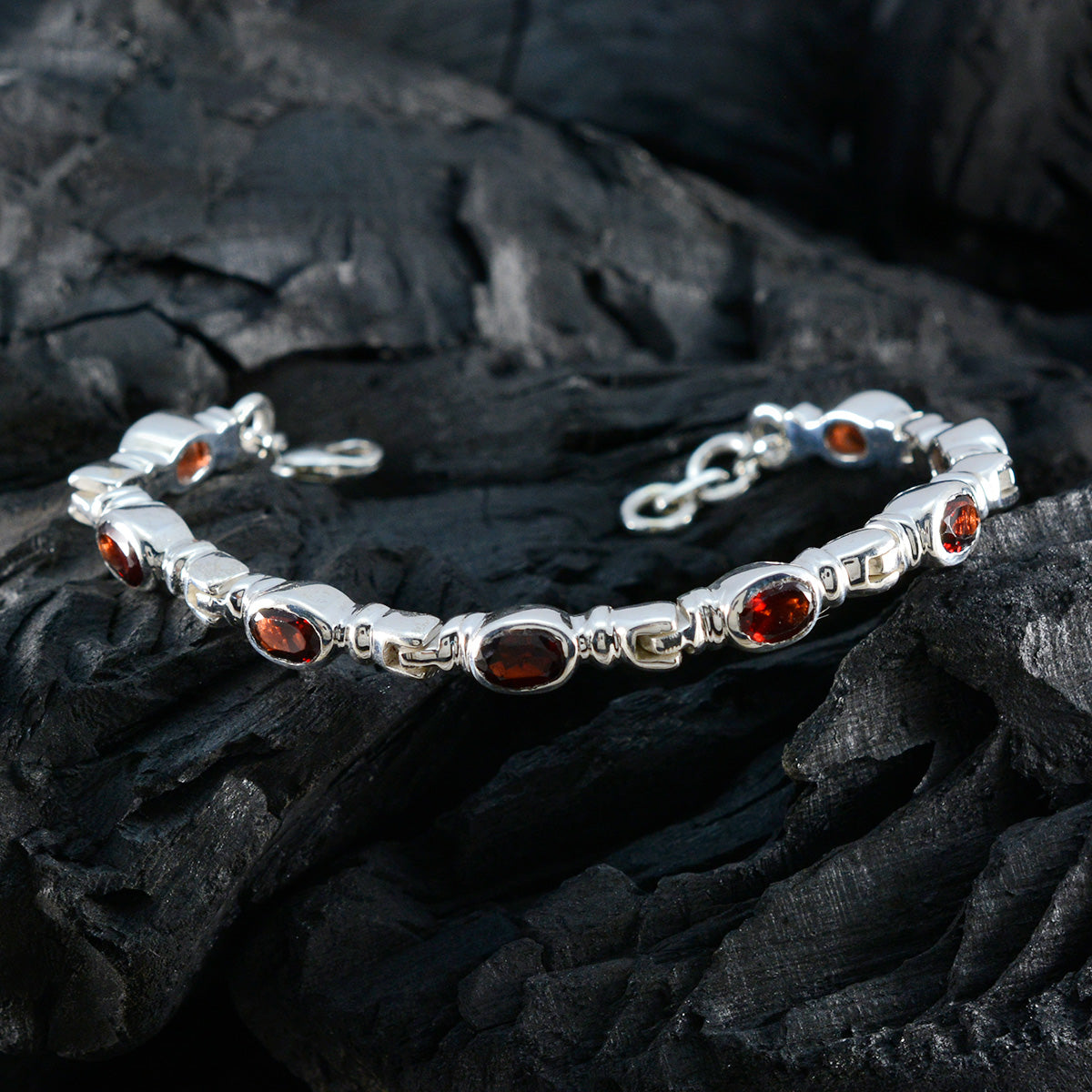 Garnet Lunar New Year Minimal Red 925 Silver Tennis Bracelet