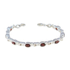 Garnet Lunar New Year Minimal Red 925 Silver Tennis Bracelet