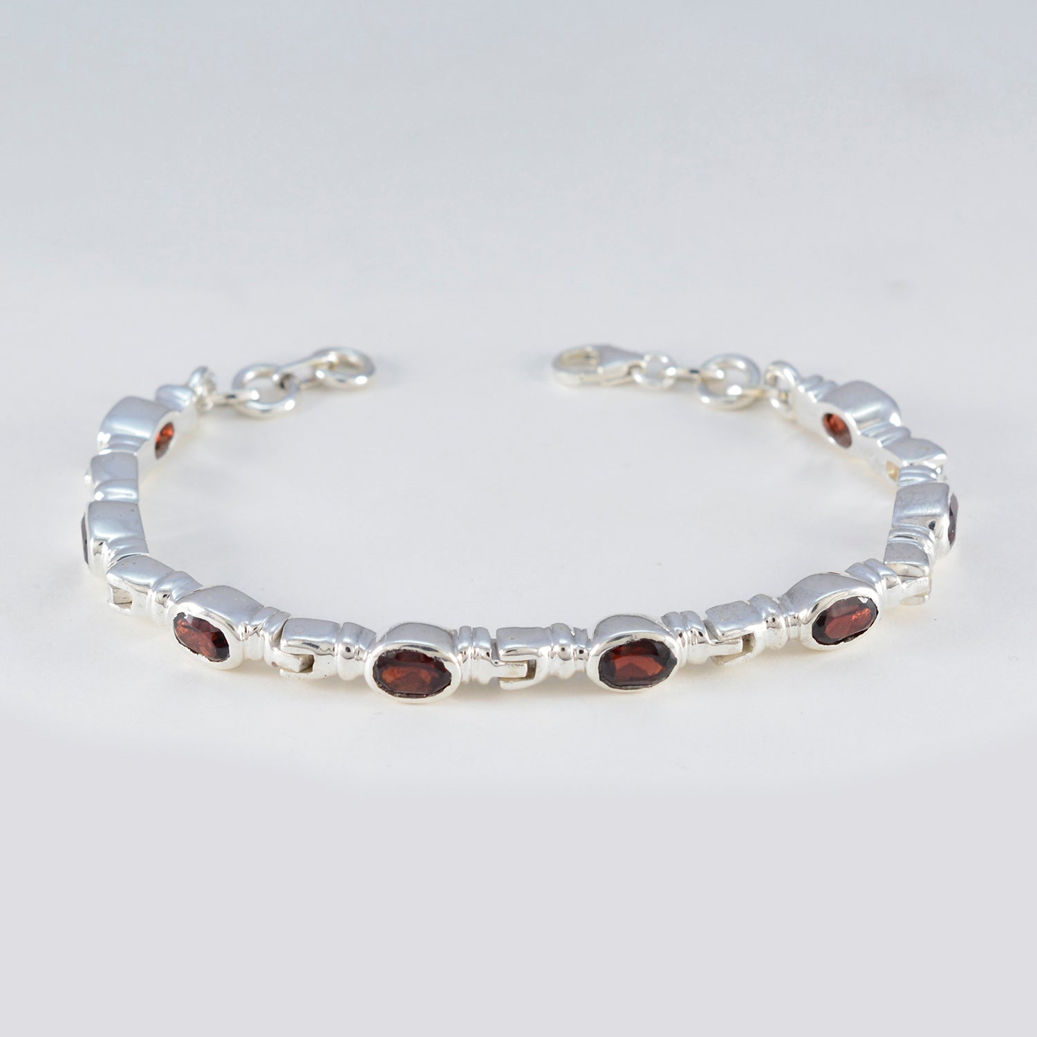 Garnet Lunar New Year Minimal Red 925 Silver Tennis Bracelet