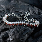 Garnet Luxury Minimal Red Silver Tennis Bracelet