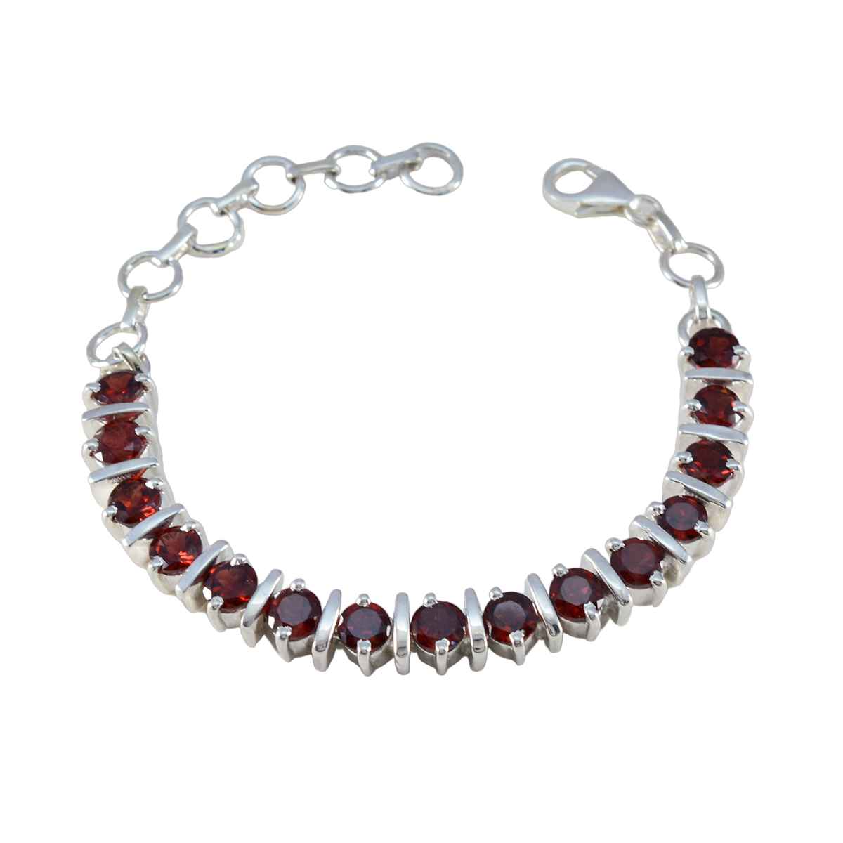 Garnet Luxury Minimal Red Silver Tennis Bracelet