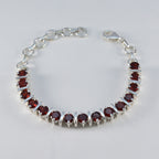 Garnet Luxury Minimal Red Silver Tennis Bracelet