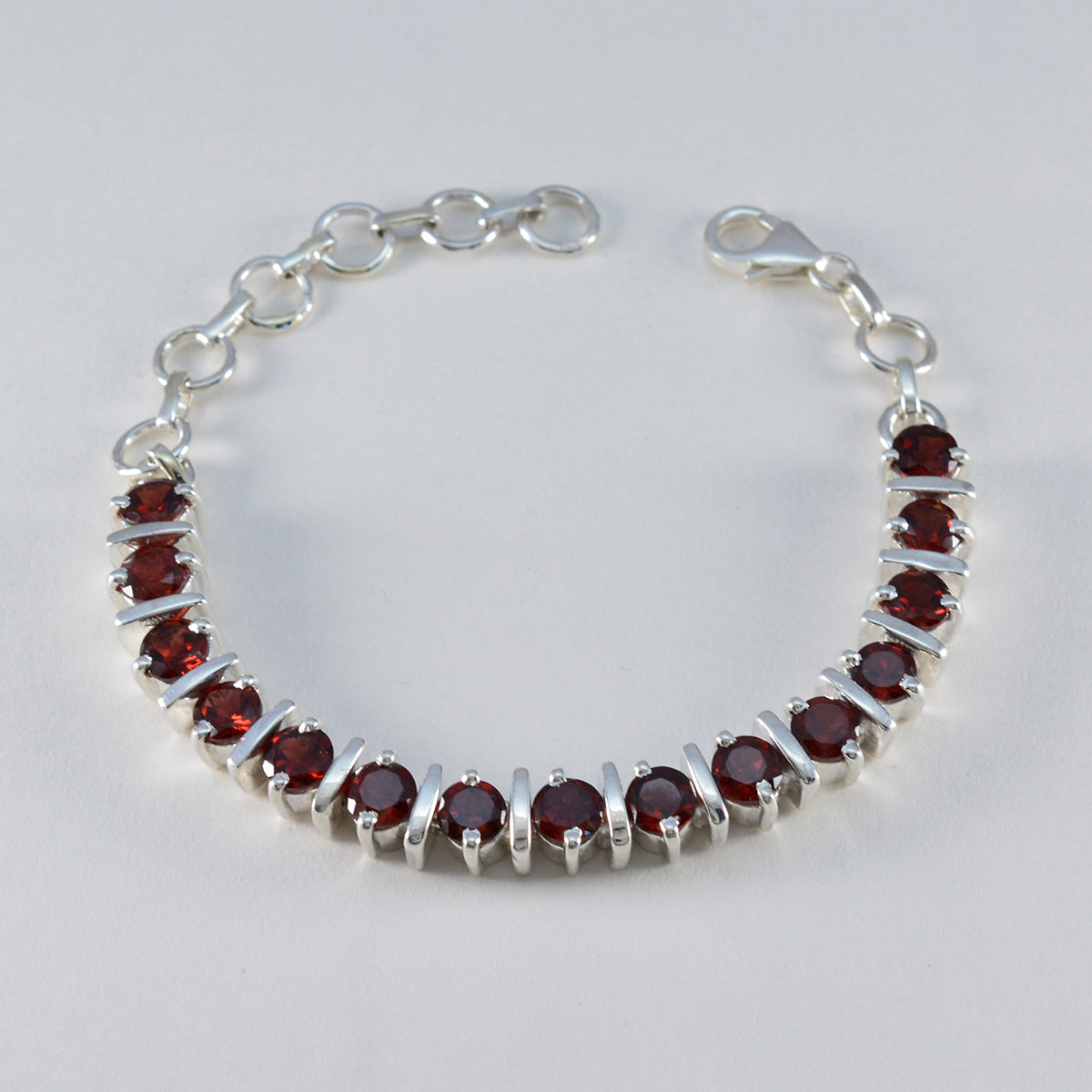Garnet Luxury Minimal Red Silver Tennis Bracelet
