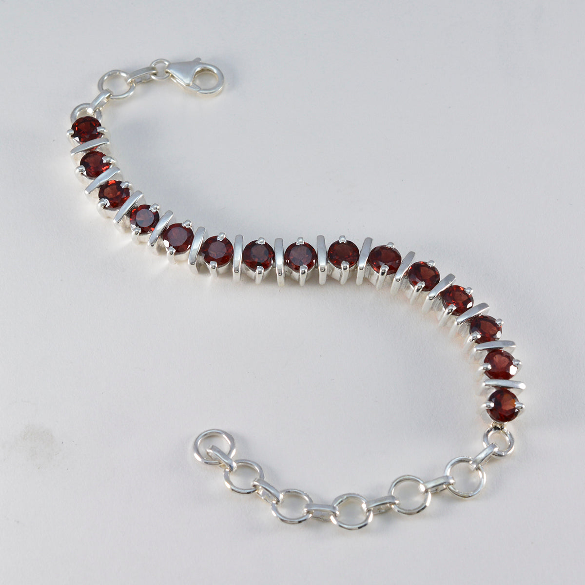 Garnet Luxury Minimal Red Silver Tennis Bracelet