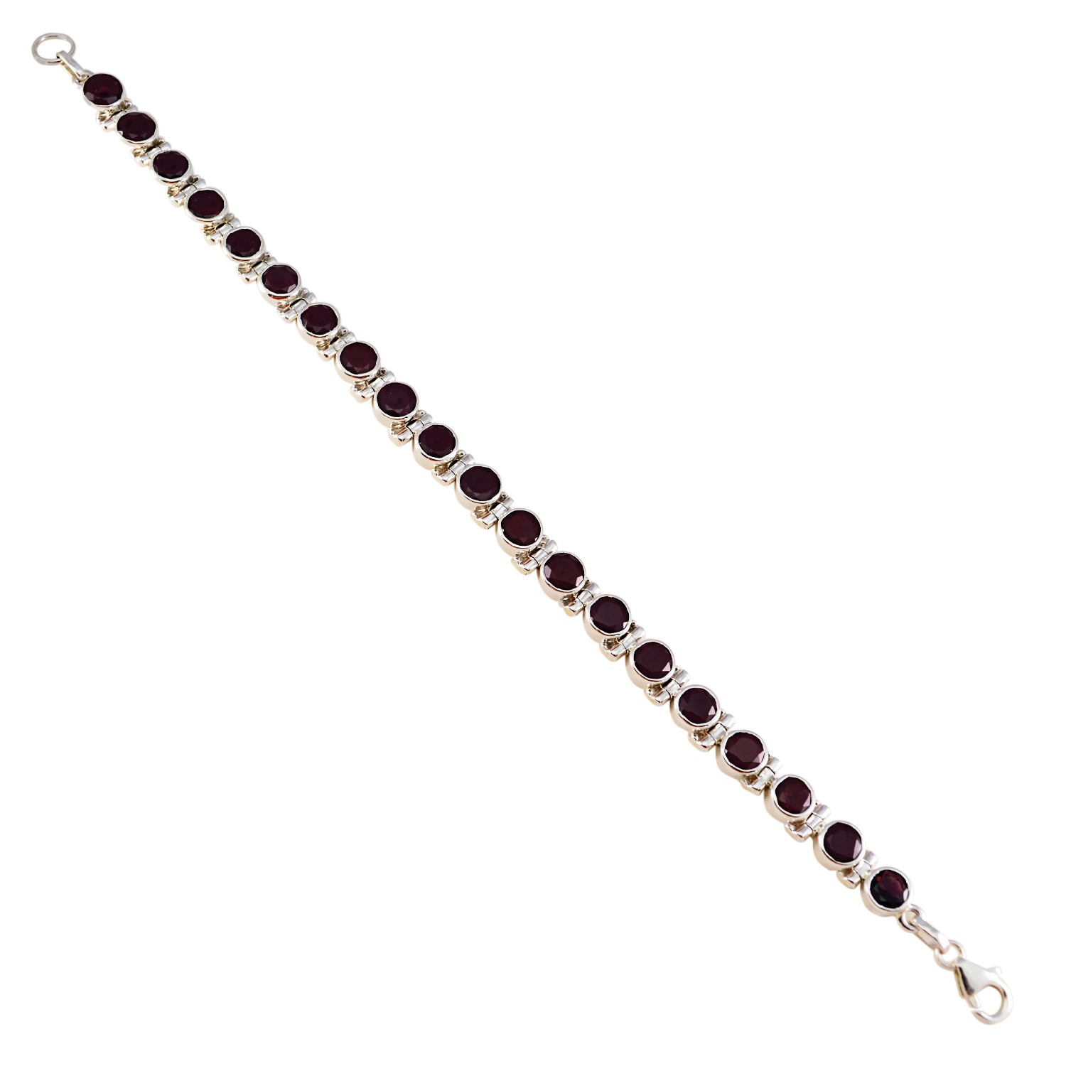 Garnet March Madness Minimal Red Sterling Silver Tennis Bracelet Image principale du produit