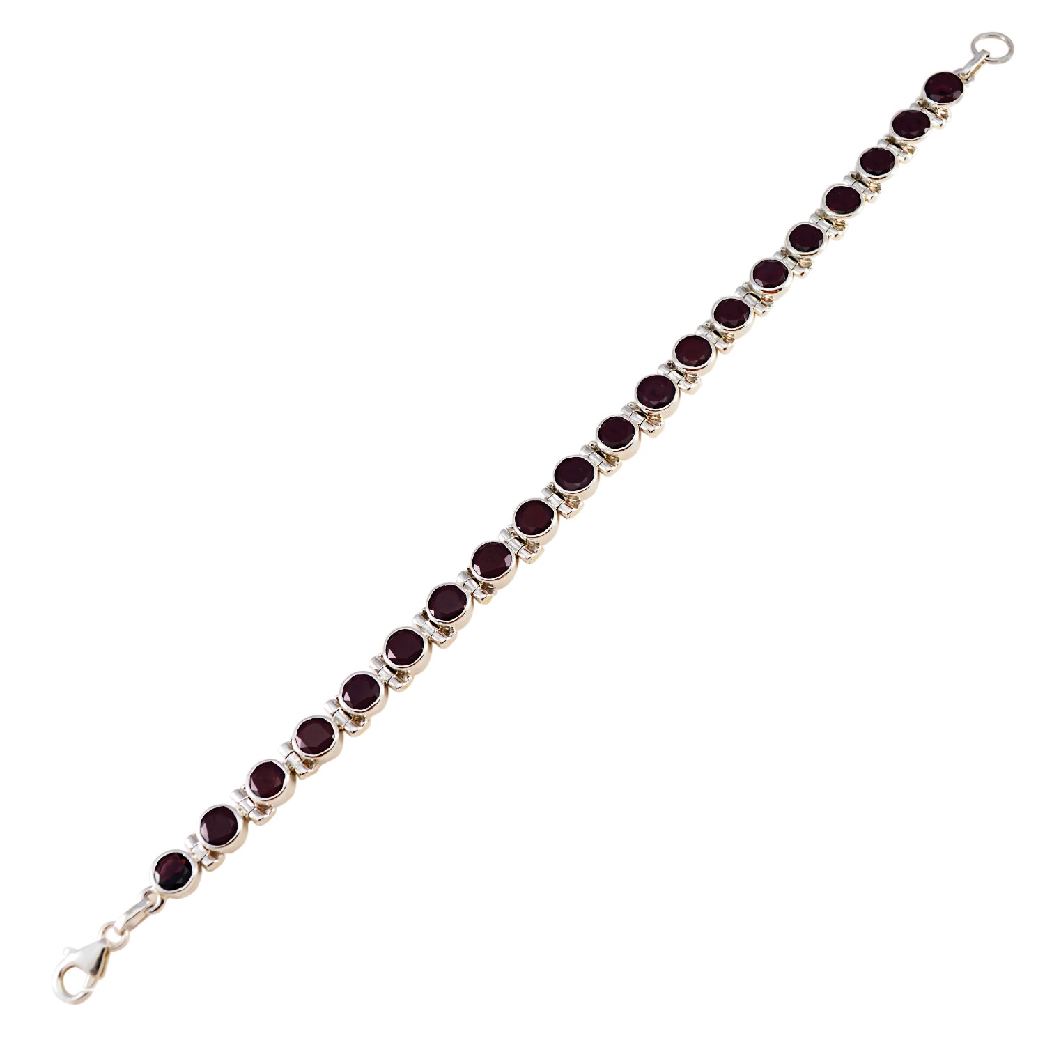 Garnet March Madness Minimal Red Sterling Silver Tennis Bracelet