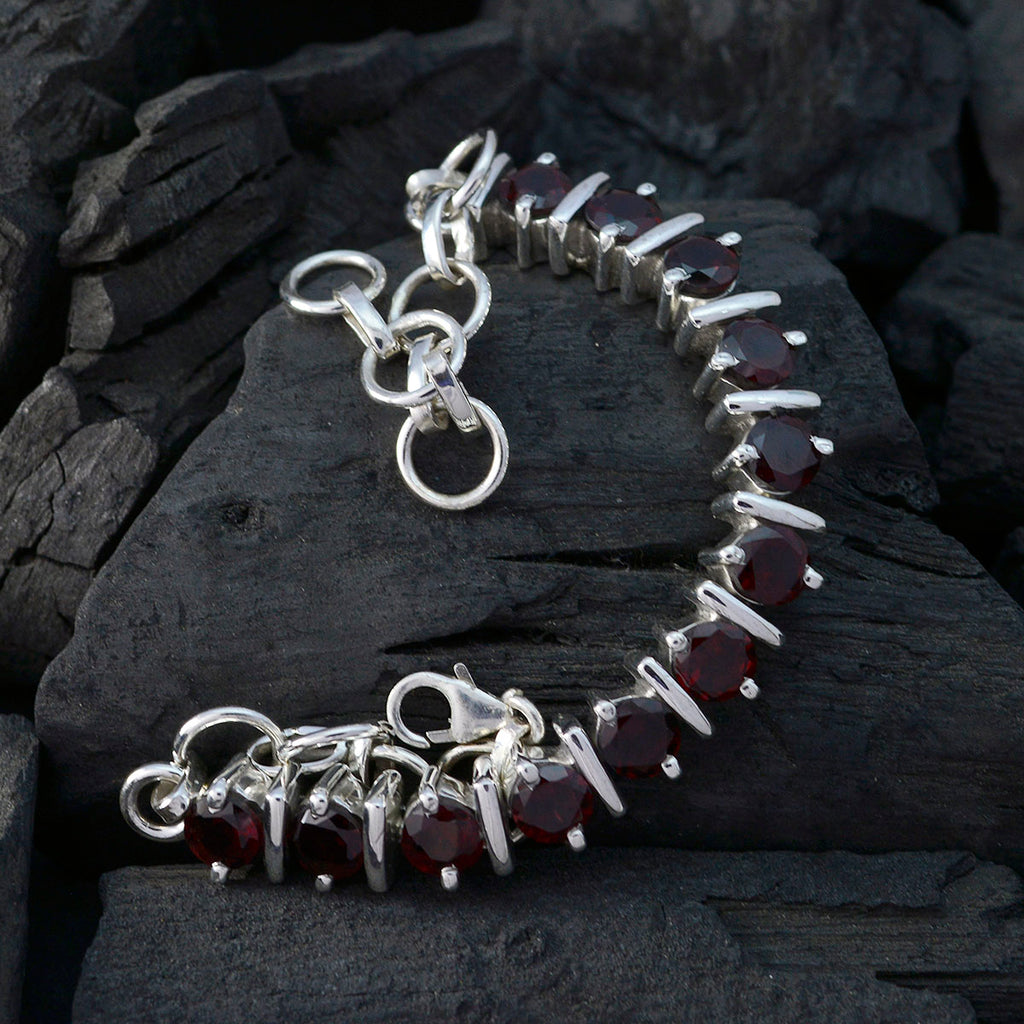 Garnet Mardi Gras/Carnival Minimal Red 925 Silver Tennis Bracelet