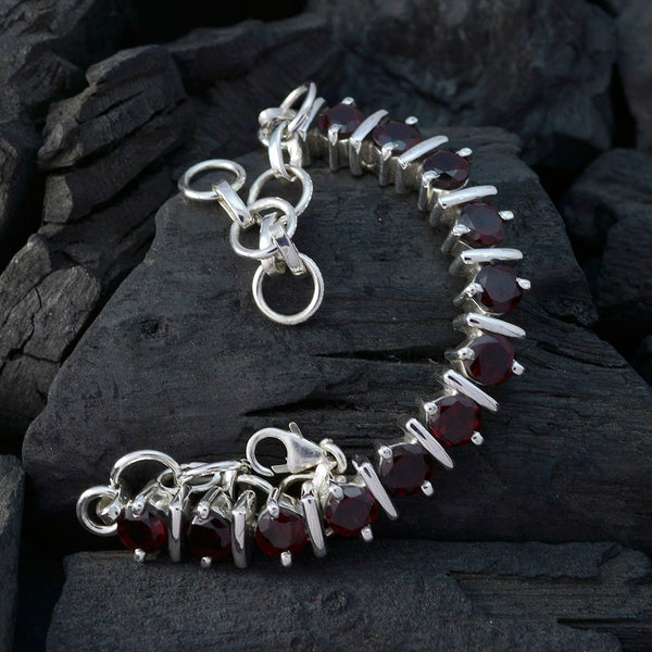 Garnet Mardi Gras/Carnival Minimal Red 925 Silver Tennis Bracelet