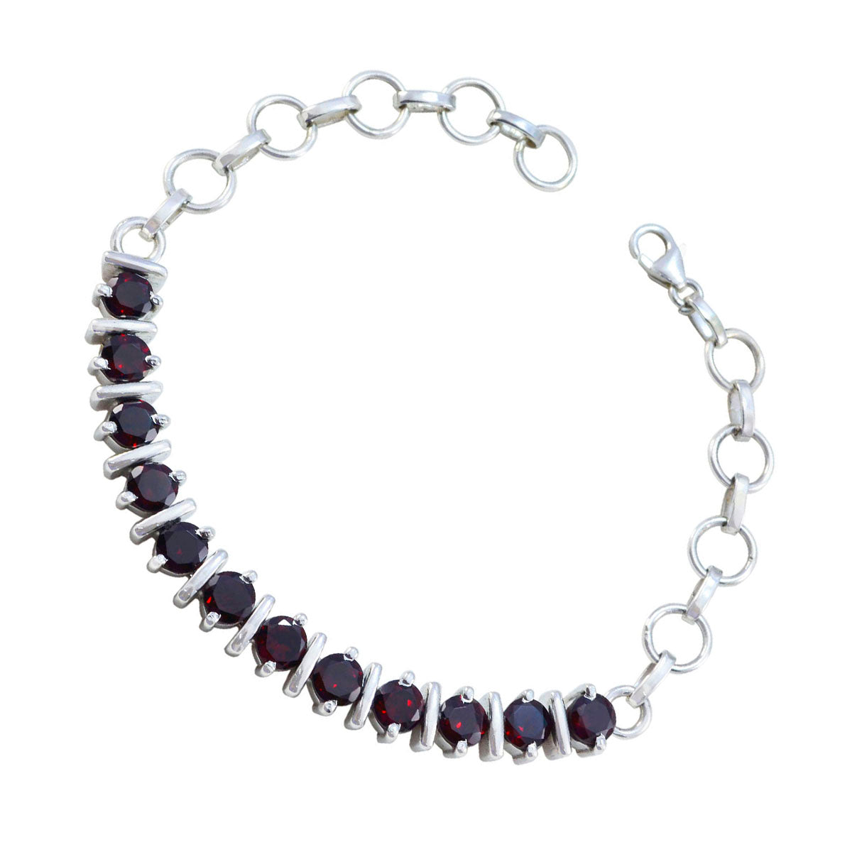 Pulsera de tenis minimalista de plata 925 con granate rojo para carnaval/mardi gras Imagen secundaria del producto