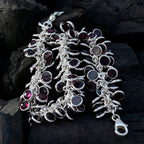 Garnet Meaningful Edgy Red Sterling Silver Links Bracelet
