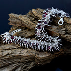 Garnet Meaningful Edgy Red Sterling Silver Links Bracelet