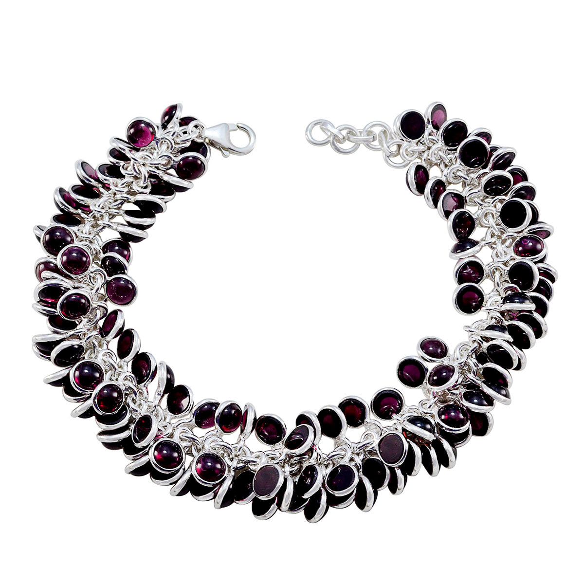 Garnet Meaningful Edgy Red Sterling Silver Links Bracelet Huvudsaklig produktbild