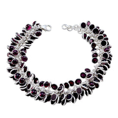 Garnet Meaningful Edgy Red Sterling Silver Links Bracelet