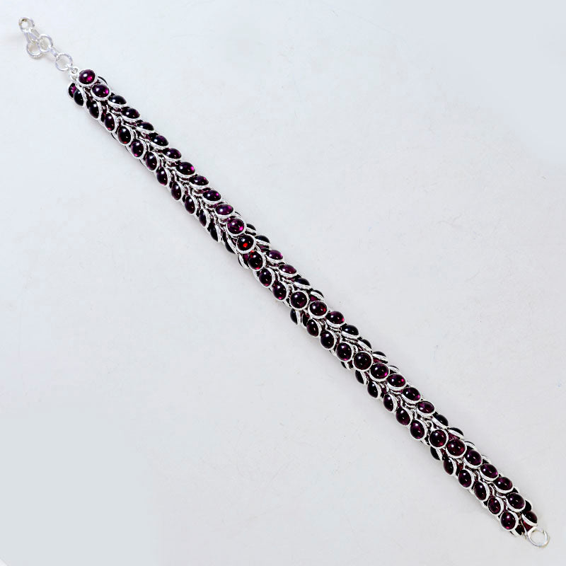 Garnet Meaningful Edgy Red Sterling Silver Links Bracelet