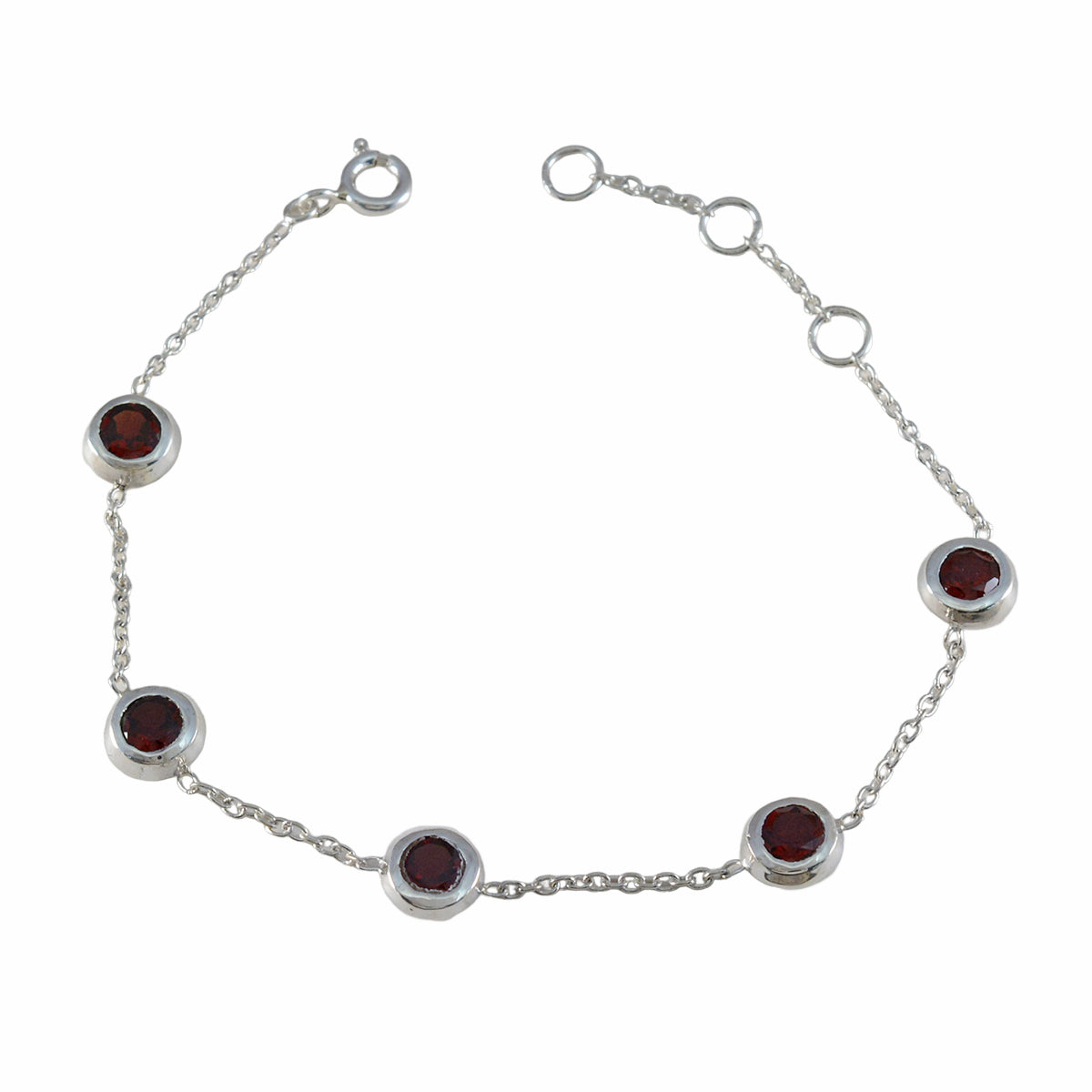 Garnet Melbourne Cup Minimalist Red 925 Silver Chain Bracelet Главное изображение товара