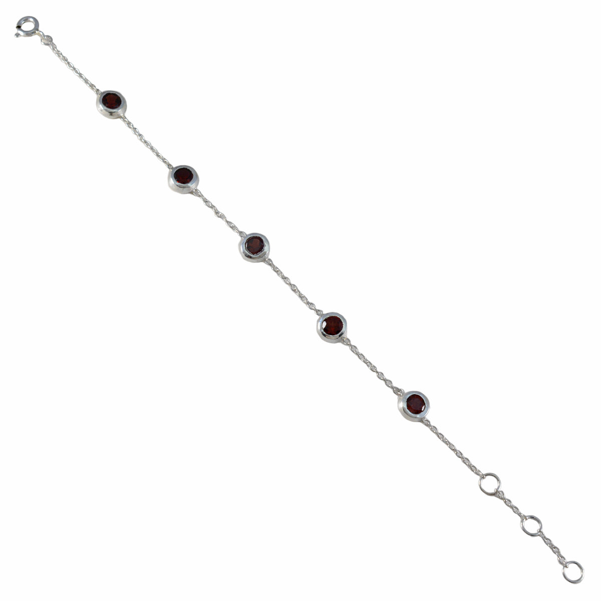 Garnet Melbourne Cup Minimalist Red 925 Silver Chain Bracelet