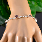 Garnet Memorial Whisper-thin Red Silver Links Bracelet
