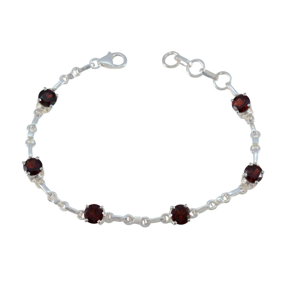 Garnet Memorial Whisper-thin Red Silver Links Bracelet