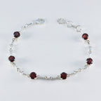 Garnet Memorial Whisper-thin Red Silver Links Bracelet