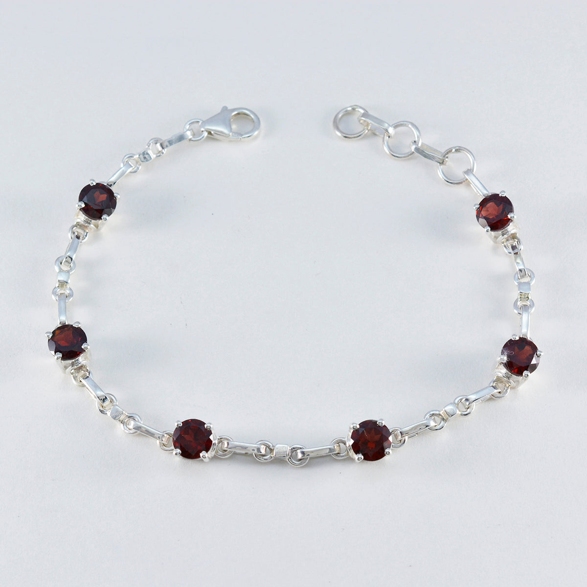 Garnet Memorial Whisper-thin Red Silver Links Bracelet